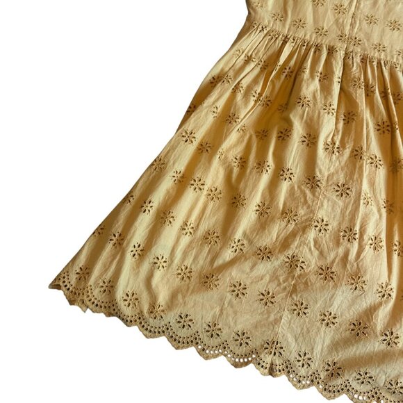 Madewell Scalloped Eyelet Midi Dress Golden Yellow Floral Size 14 Women's NWT - Picture 8 of 11